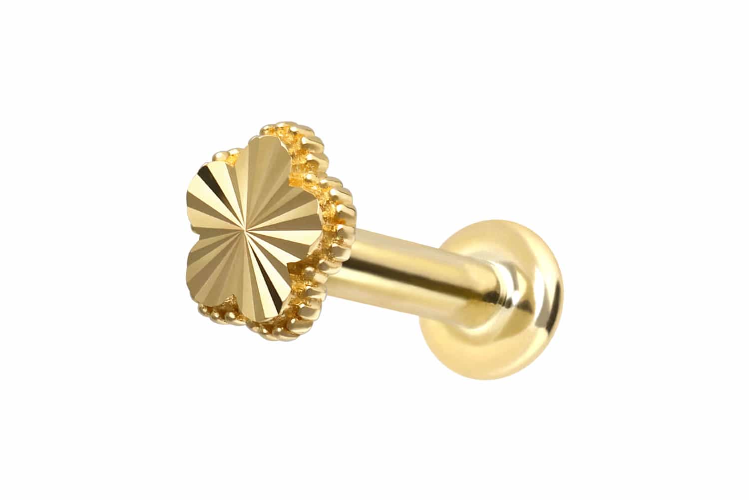 14 Karat Gold Labret Piercing mit Push Fit BLUME